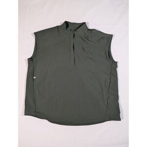 FIGS Technical Collection Sleeveless Mock Neck Top Olive Green Size M